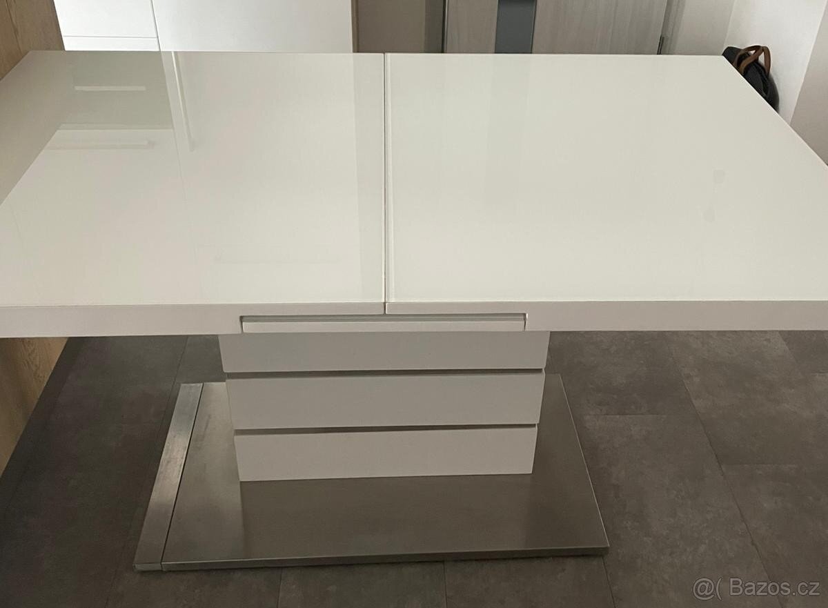 Novel JÍDELNÍ STŮL - bílá, rozkládací - 3