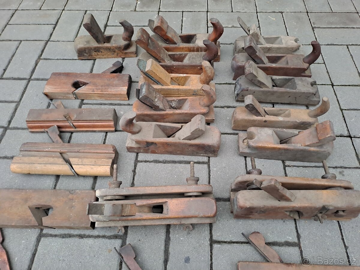 22ks ručních starých dřevěných hoblíků - 3