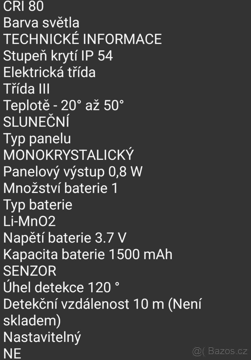 Světlo lutec, se senzorem, solární - 3