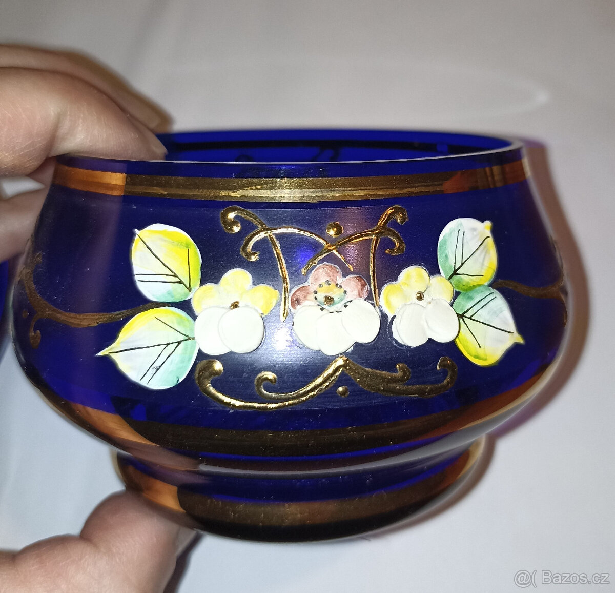 Skleněná dóza, kobaltové sklo - 3