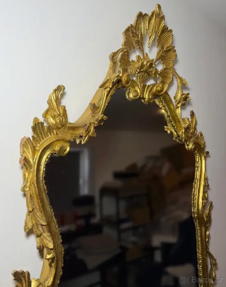 Starožitné zámecké zrcadlo se zlatým rámem - 3