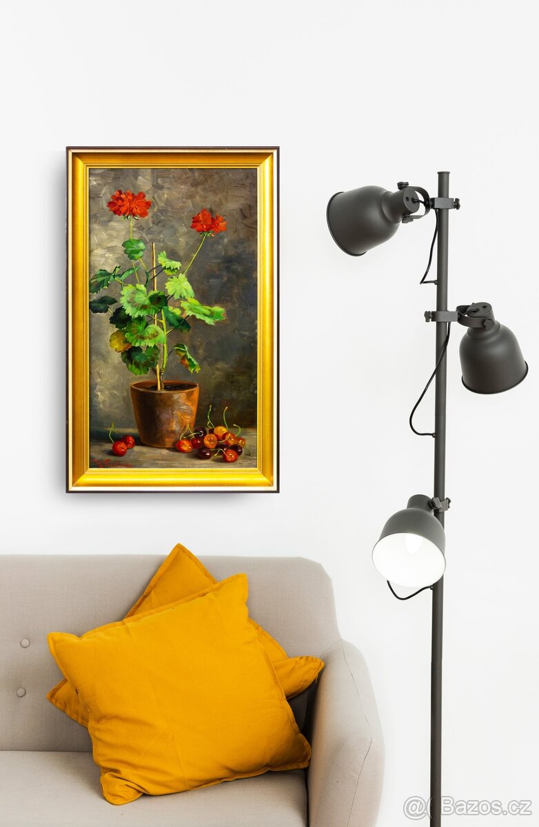 Zátiší s muškáty, H.Friedrich, 375 × 615 mm - 3