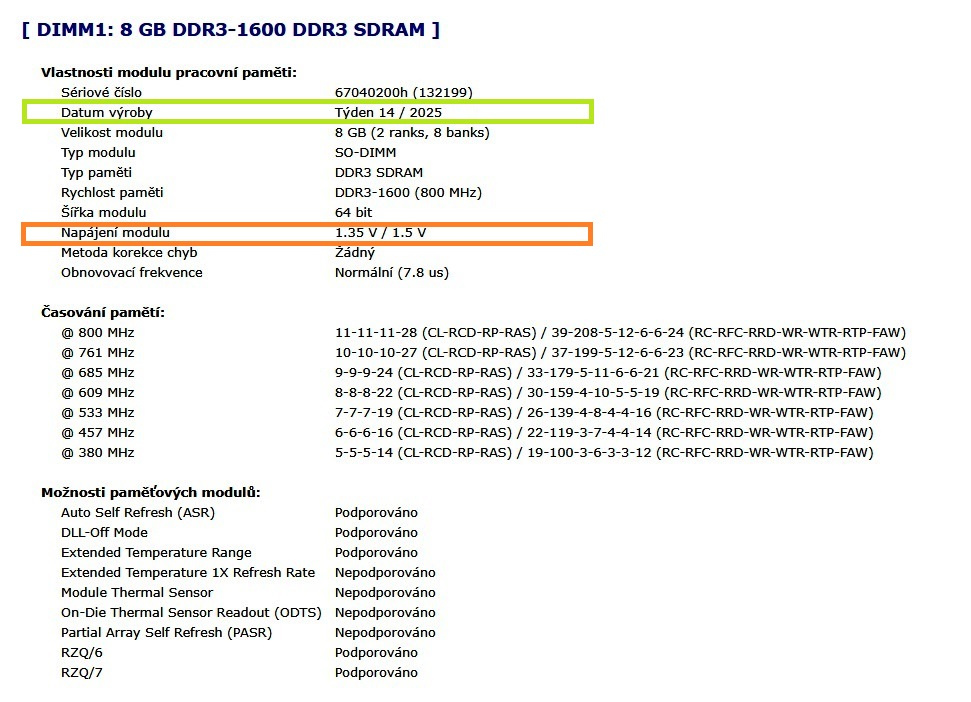 8GB DDR3L-1600 SODIMM Samsung nové zapečetěné memtest OK - 3