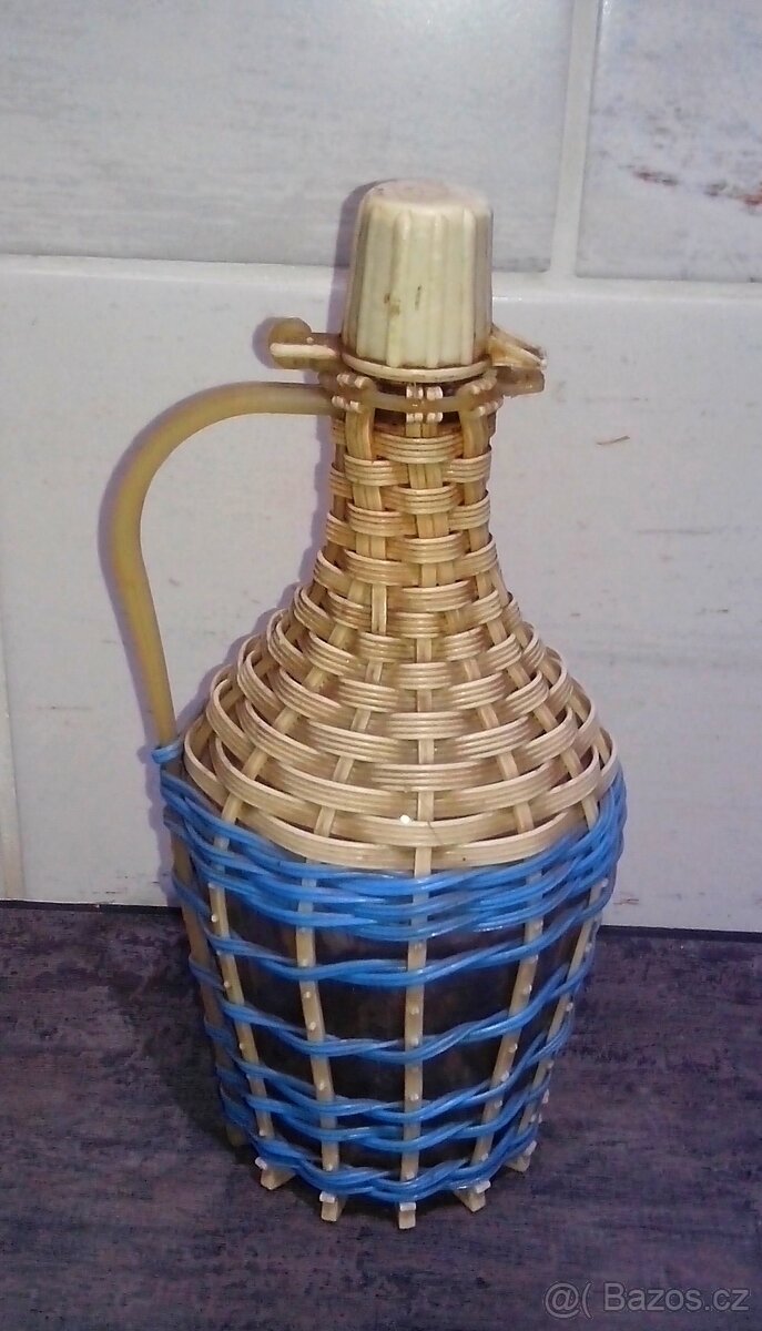 demižon skleněný opletený, malý - objem 1L a 0,5L - 3