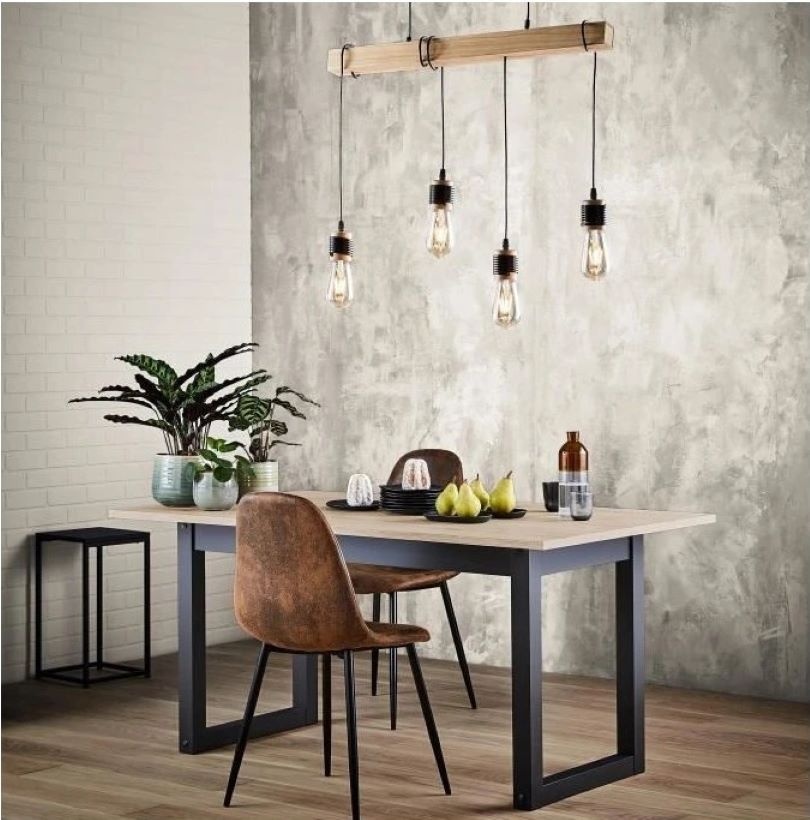 Závěsná stropní lampa Detroit - černá/přírodní - 3