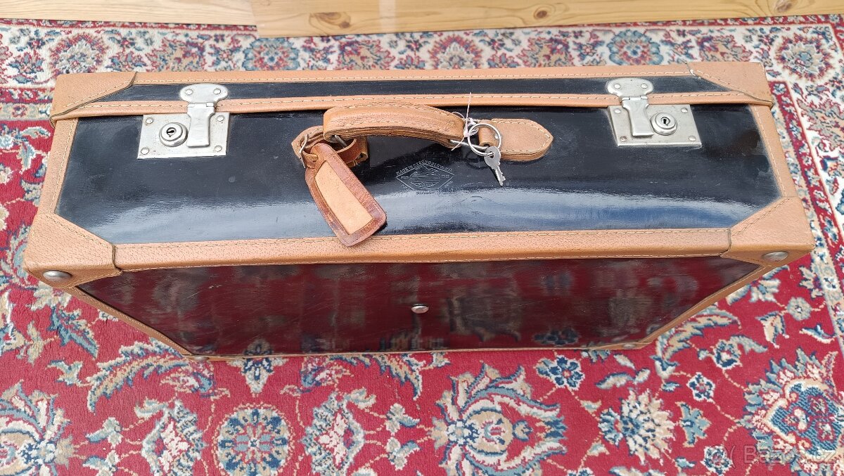 Cestovní kufr retro, černý s lemem - 3