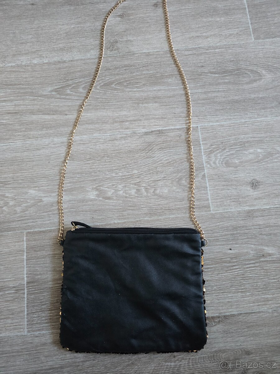 Pěkné kabelka s měnícími flitry černozlatá - 3