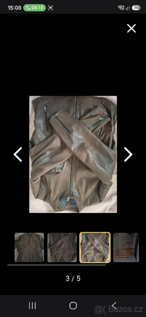 Pánská kožená bunda Massimo Dutti, hnědá - 3