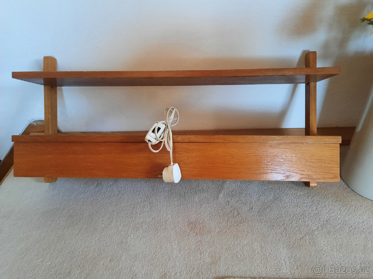 Retro závěsná polička s osvětlením ČSSR 60. léta - 3