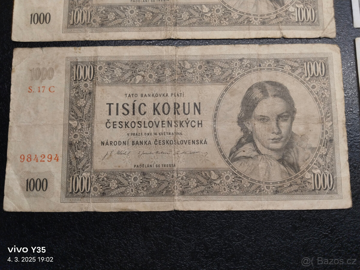 Bankovky Československo 1945 a 1946 - 3