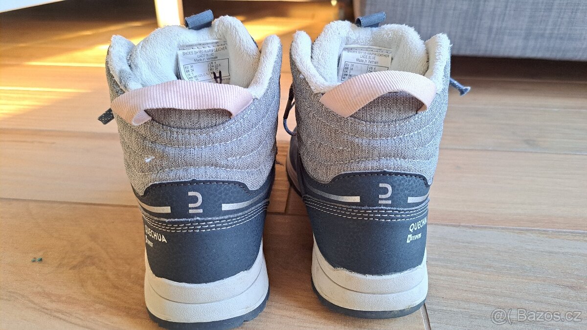 QUECHUA nepromokavé kožené zimní boty - vel. 36 - 3