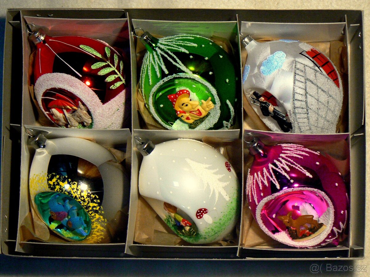 Retro vánoční ozdoby s vlepem figurek - 3