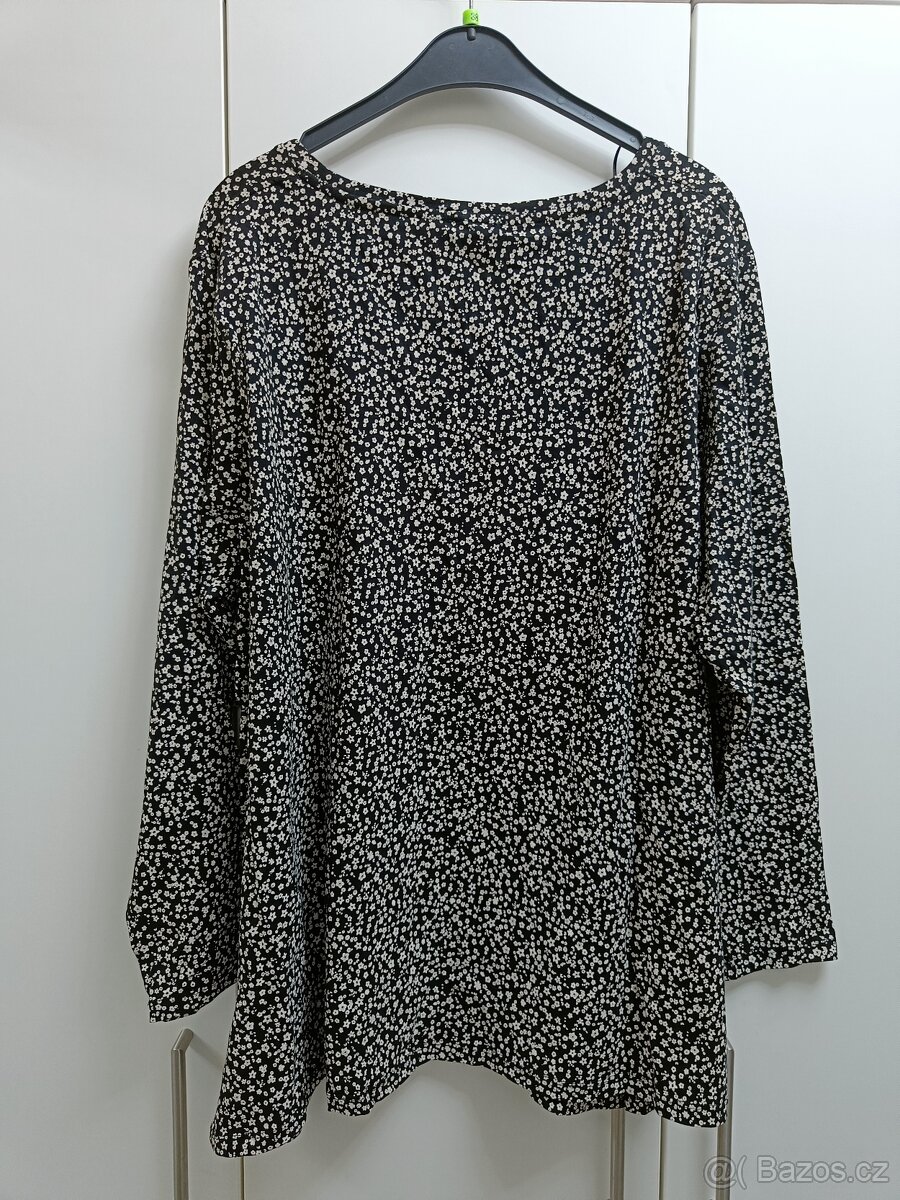 Černobílá bavlněná halenka/tričko, vel. 56 - nová - 3