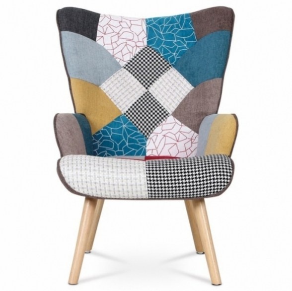 Prodáme Křeslo patchwork s podnožkou AK-305 PW2 - 3