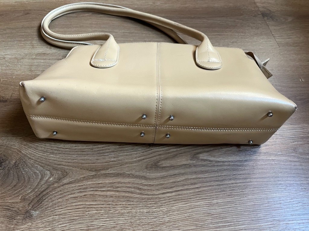 Kabelka kožená béžová - 3