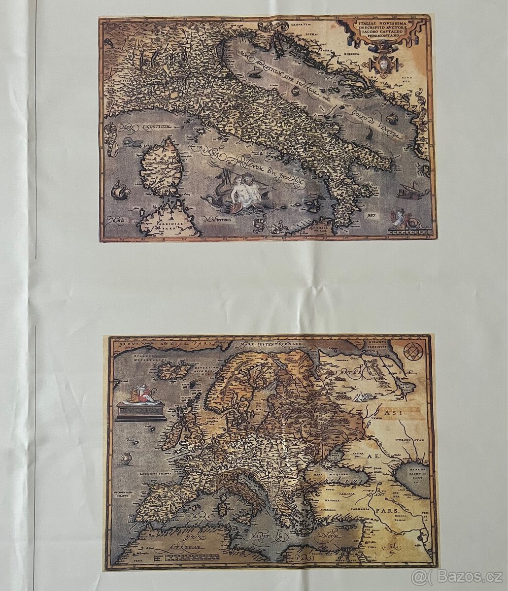 Bavlněný panel Staré mapy - 3