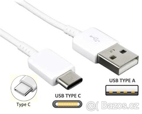 Datový a nabíjecí USB kabel typ C - bílý - 3
