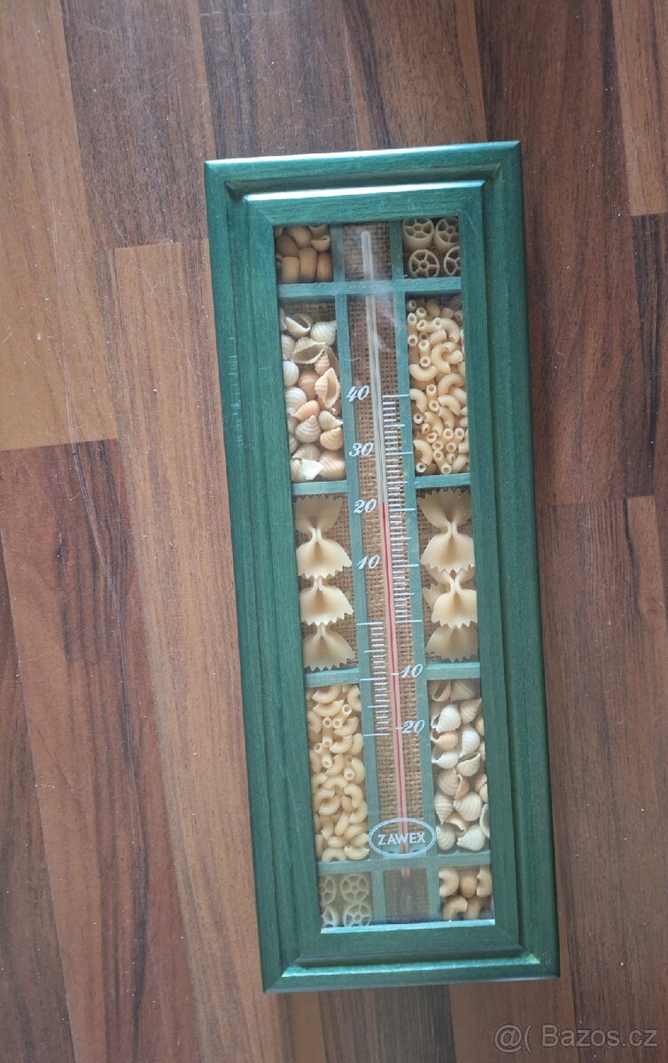 Hodiny + teploměr dřevo - 3