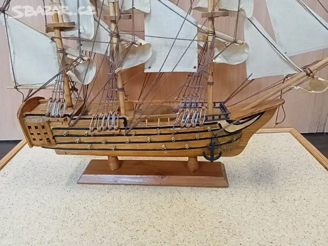 Dřevěná loď, dekorace, 46 x 51 cm - 3