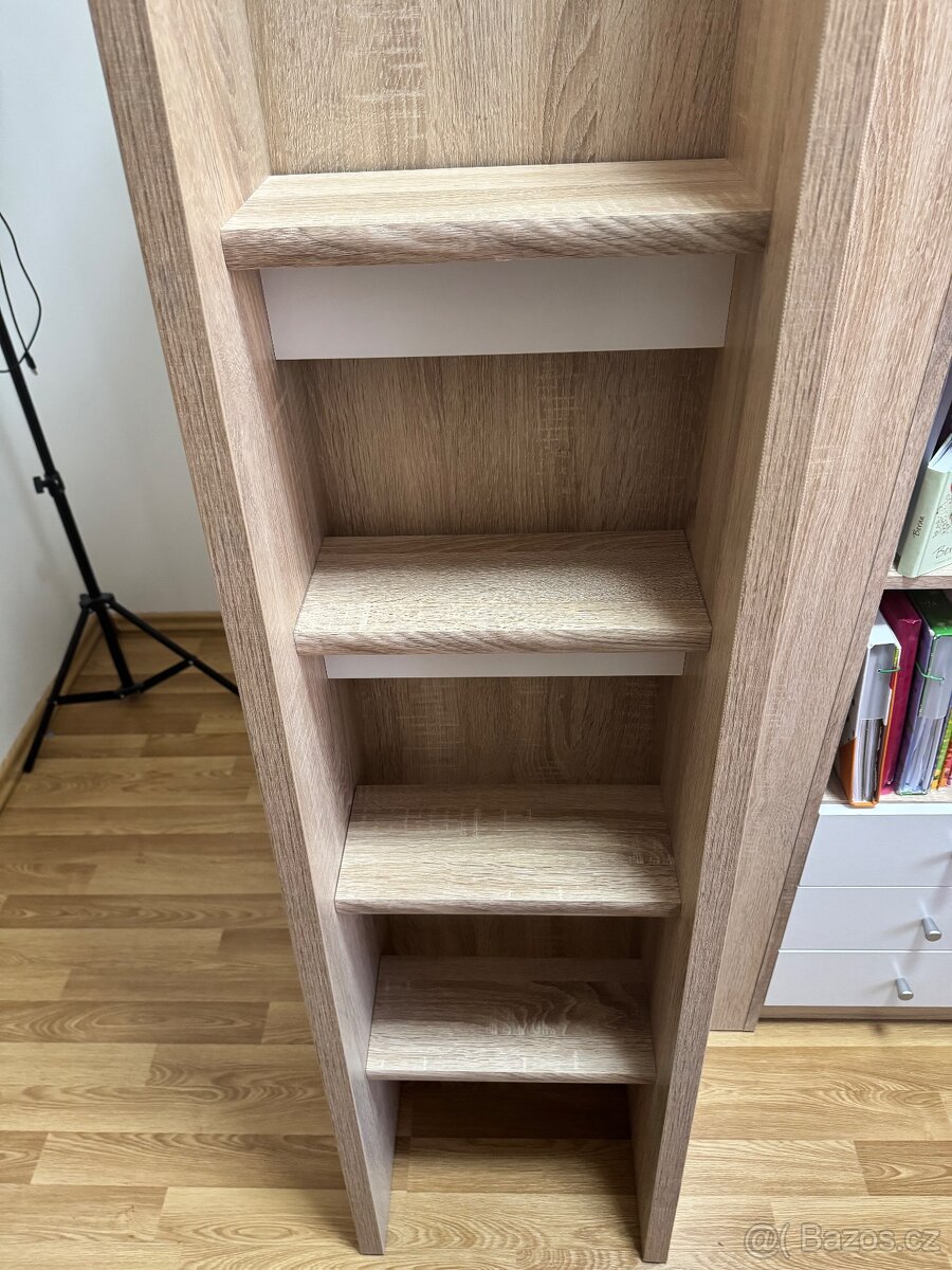 Patrová postel,ps.stůl,regál a skříň v jednom+knihovna - 3