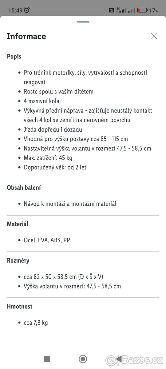 Prodám šlapací káru Playtive (Lidl) - 3