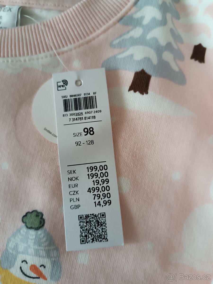 Vánoční mikiny Lindex, vel 98, sněhuláci - 3