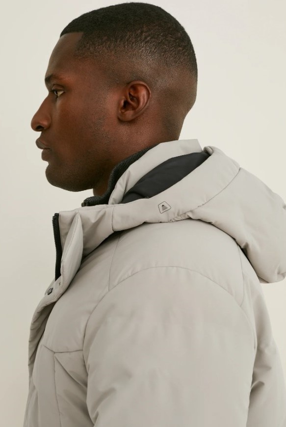 Delší teplá pánská prošívaná bunda s kapucí C&A, vel. XL - 3