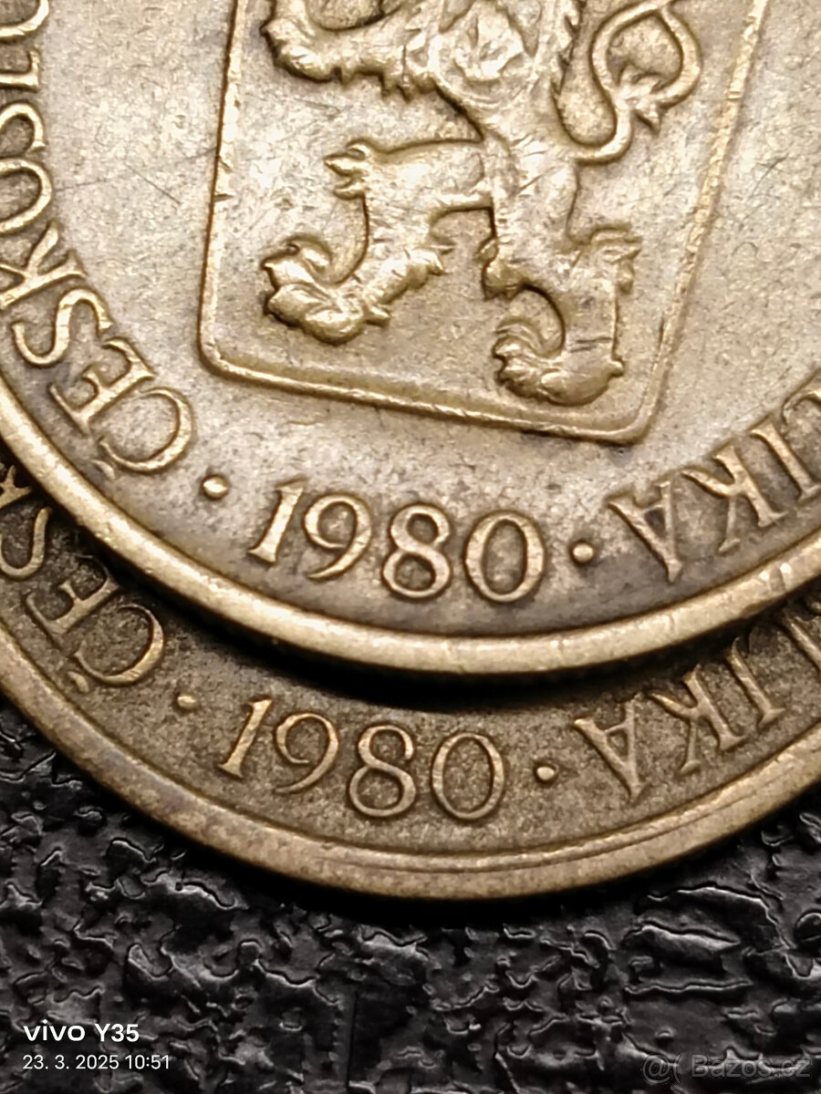 1 koruna 1980 obě varianty - 3