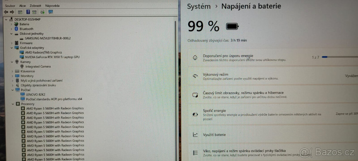 Lenovo, Ryzen 5-5600H 6/12x 4,20GHz, 16GB DDR4, 1TB SSD, RTX - 3