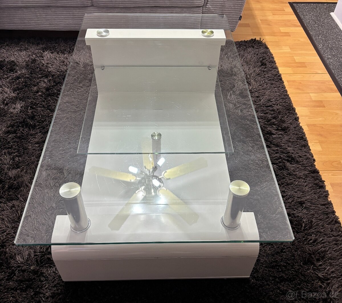 Konferenční skleněný stolek (vysoký lesk) - 3