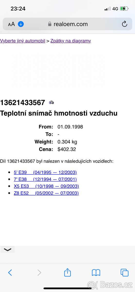 Váha vzduchu BMW m62b44tu - 3