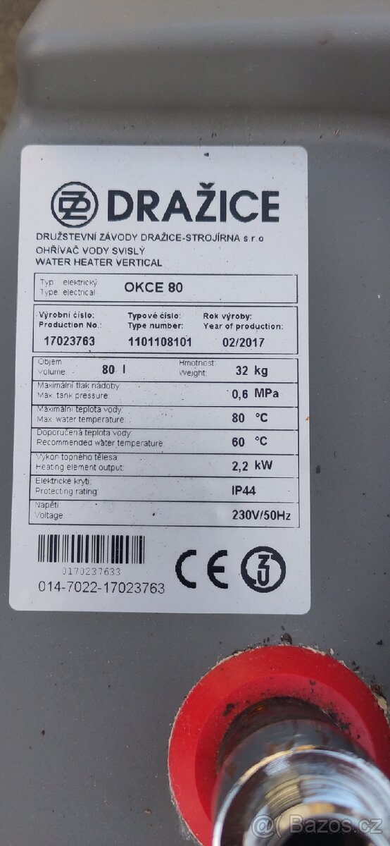 Prodám elektrický bojler Dražice OKCE 80 - 3
