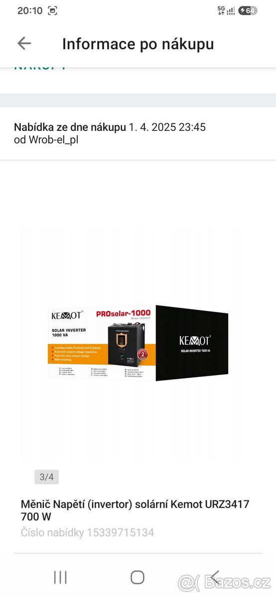 Solární měnič napětí 700W - 3
