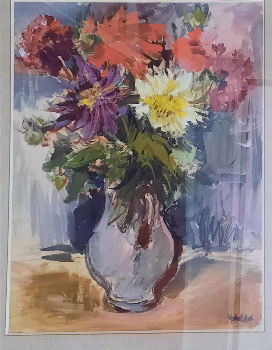 Obraz olejová tempera, Josef Holler, kytice - 3