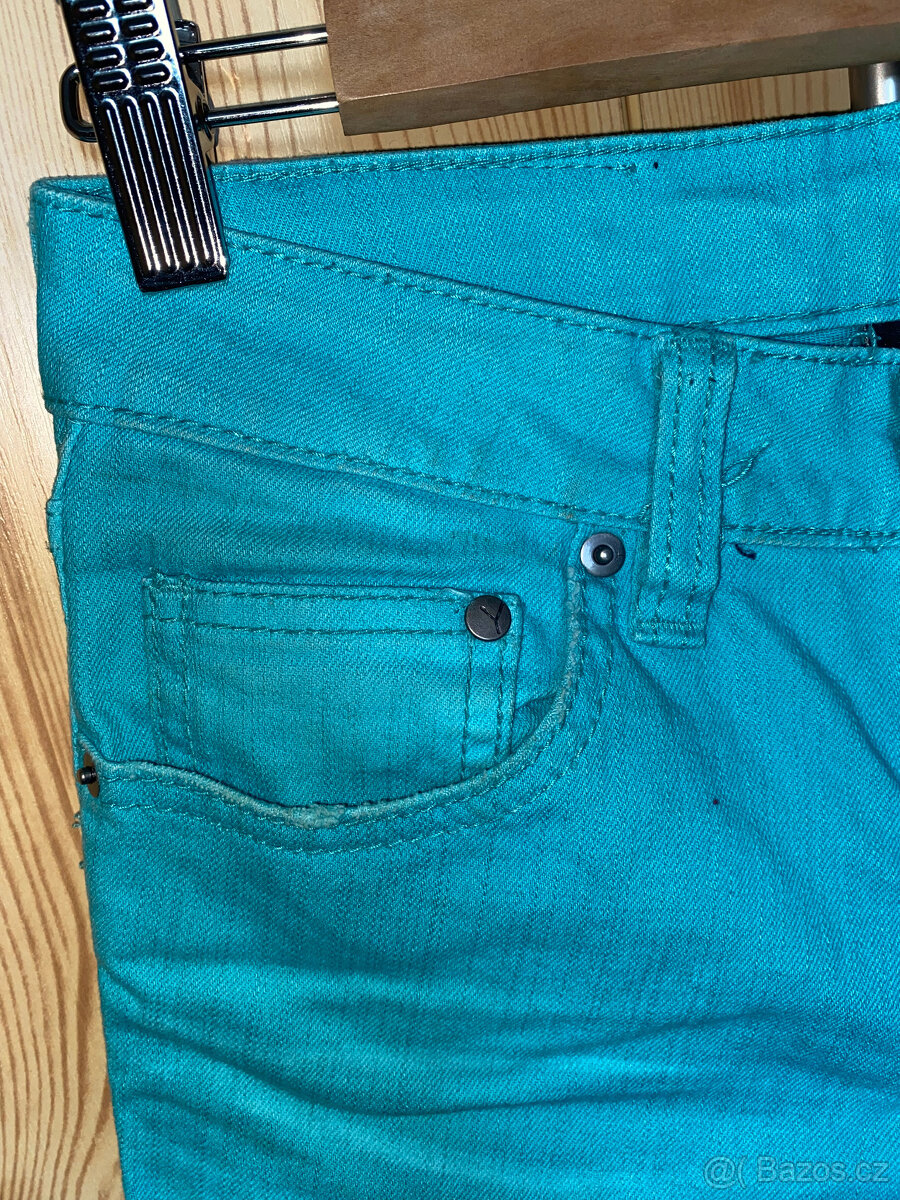 Tyrkysové džíny H&M - 3