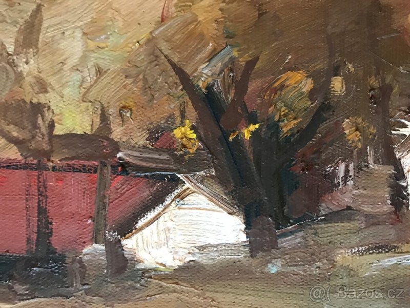 Krásný obraz vesnice na Vysočině, Lukášek, olej na plátně - 3