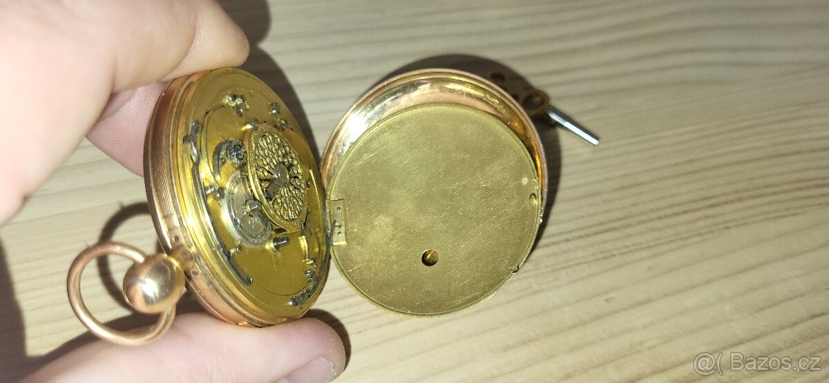 Kapesní, 18 k zlaté, bicí, špindlovky na klíček - hodinky - 3