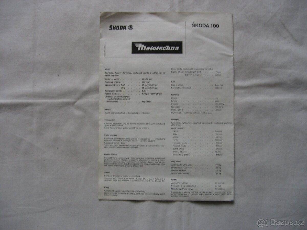Prospekt auto škoda rok 1970 - 3
