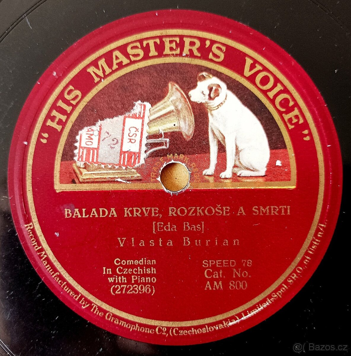 Vlasta Burian - stará šelaková gramodeska z roku 1927 - 3