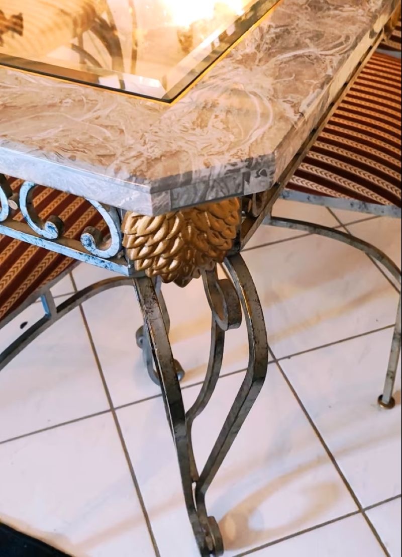 Stůl jídelní velký a 6 židlí - deska mramor - 3