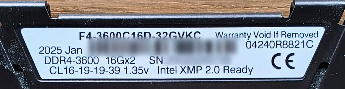 32 GB (2x16 GB) DDR4 3600 MHz CL 16 - 3