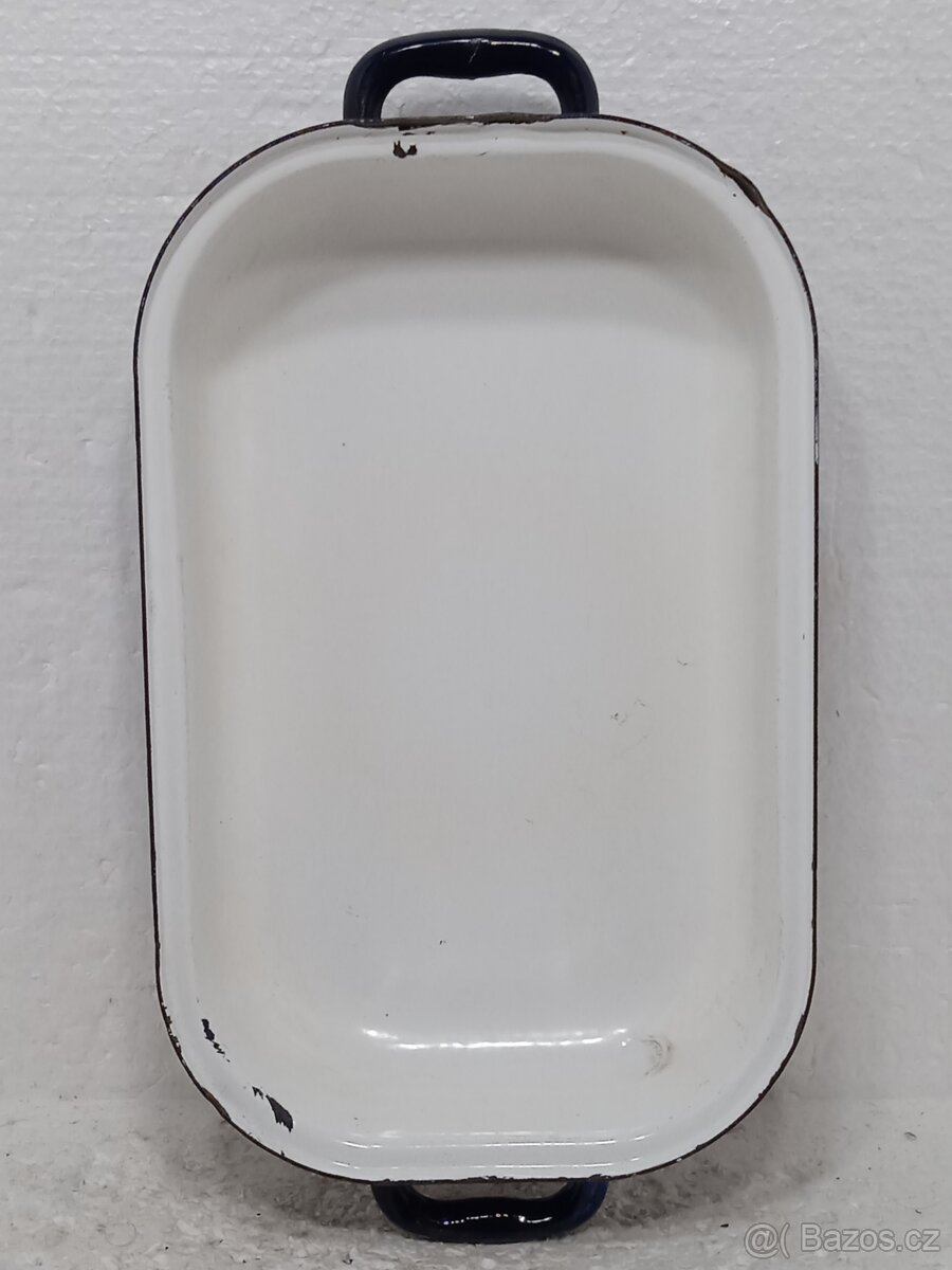 Starý modrý smaltovaný pekáč ČSSR - 3