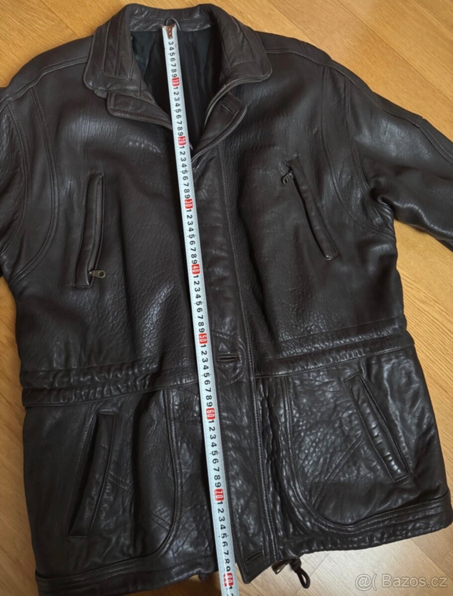 Kožená bunda zateplena, pilotka , vel.48 - 3