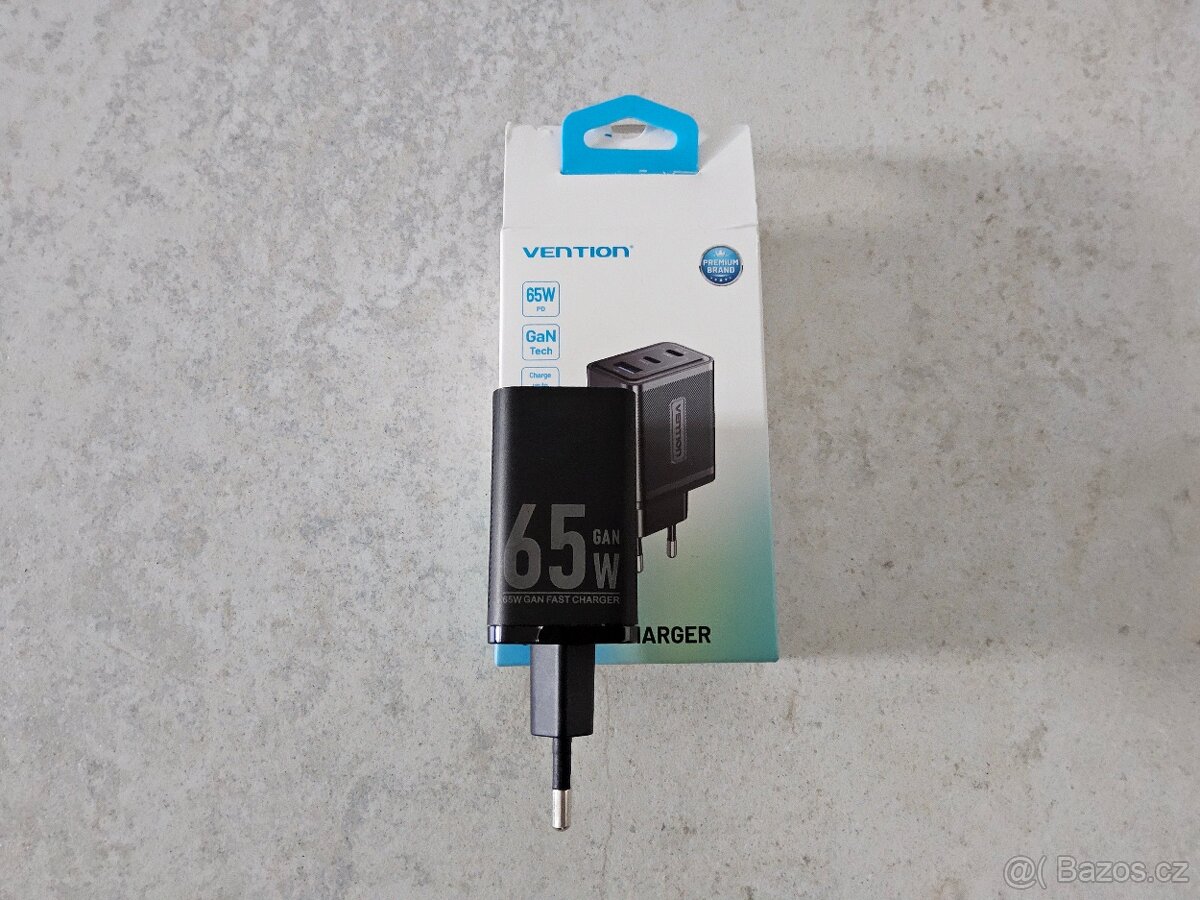 SÍŤOVÁ NABÍJEČKA VENTION 65W, GaN , 2x usb-c, 1x usb A - 3