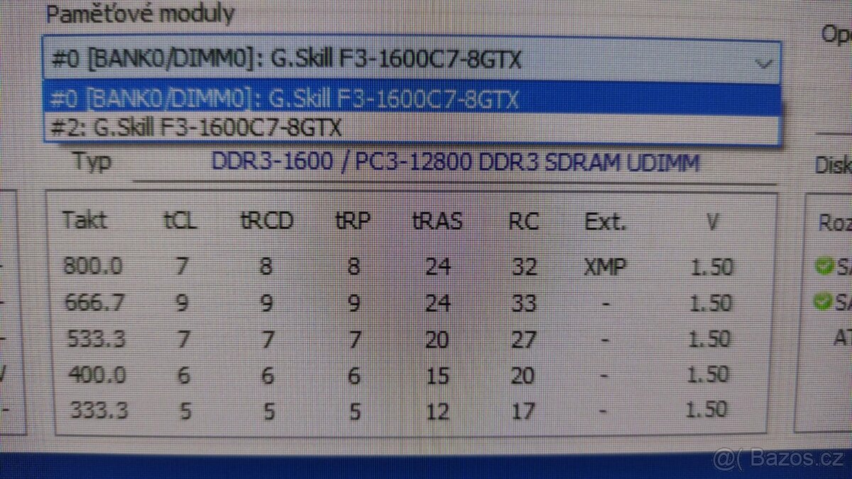 16GB DDR3 1600 CL 7-8-8-24 1,5V XMP G.Skill TridentX - 3