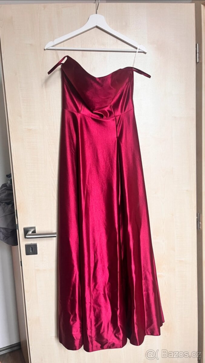 Vínové saténové šaty - 3