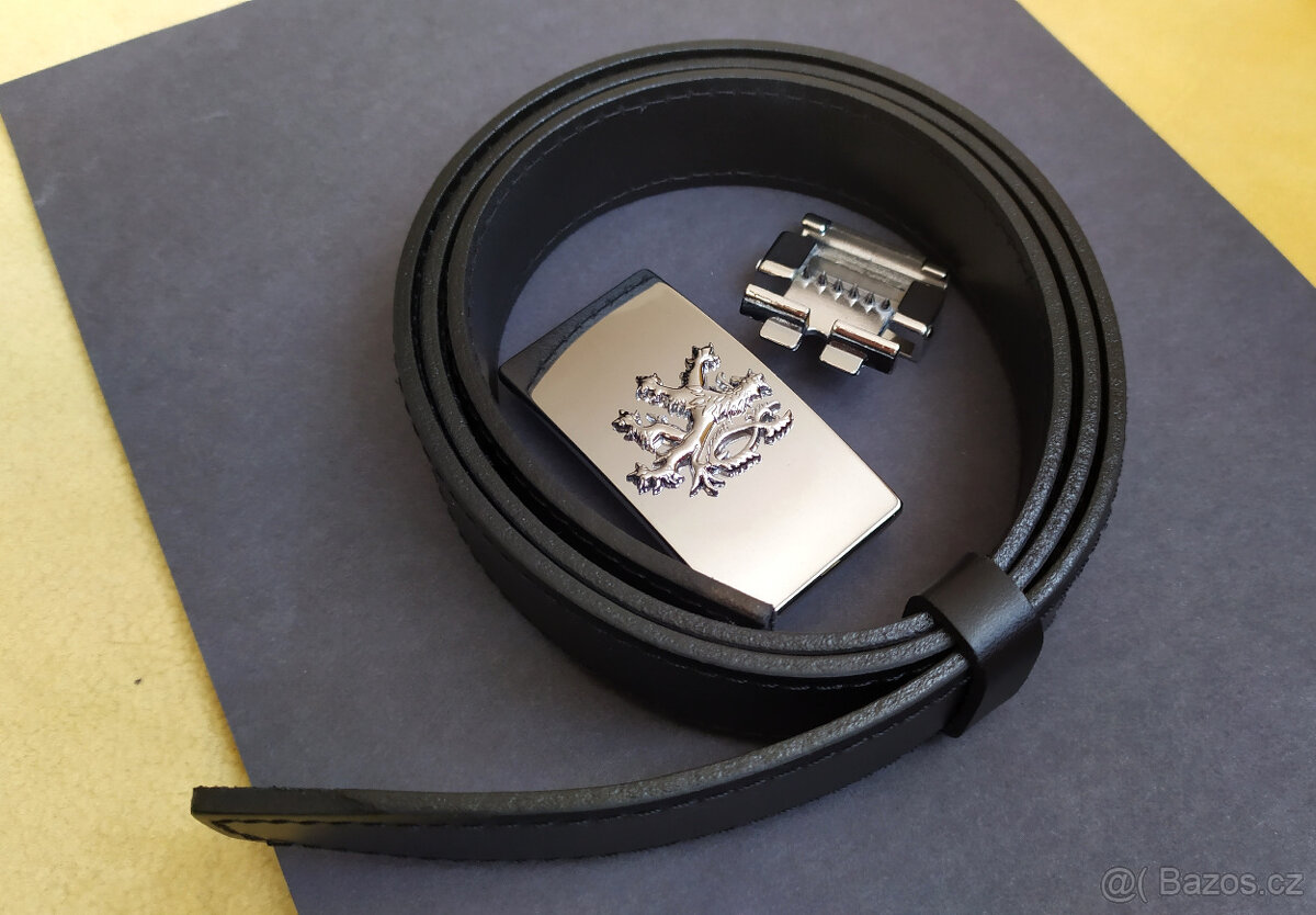 OPASEK KOŽENÝ SE ZNAKEM ČESKÉHO LVA NA PŘEZCE - 3