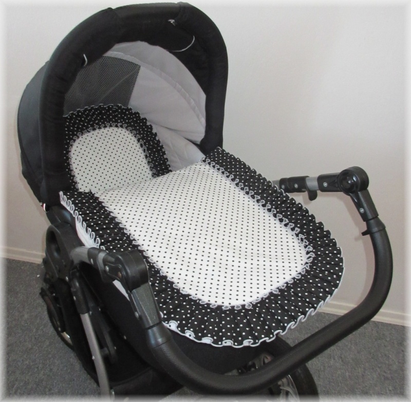 Peřinky- plymo do kočárku černobílé puntíky - 3