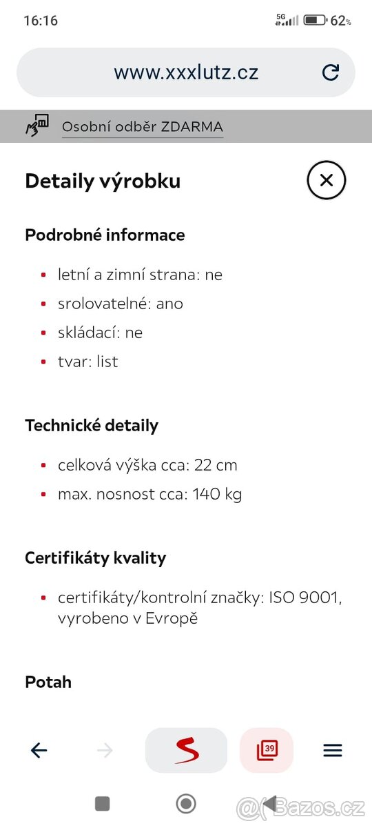 Matrace z paměťové pěny - 3