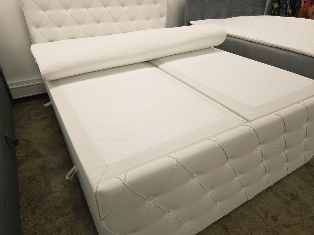 Nová bílá boxspring postel AMAY KING 160x200 cm - 3